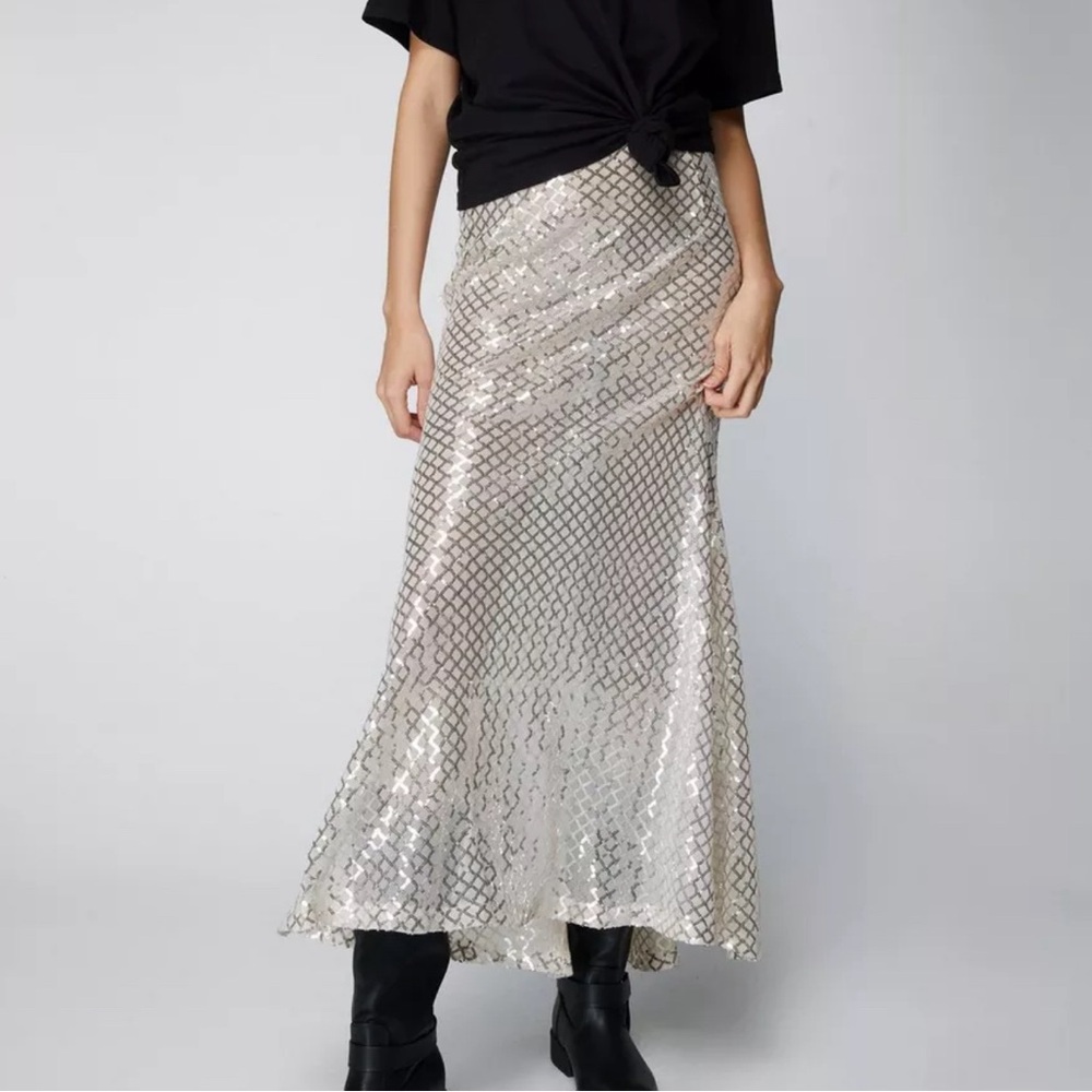 Sequin Fishtail Maxi Skirt